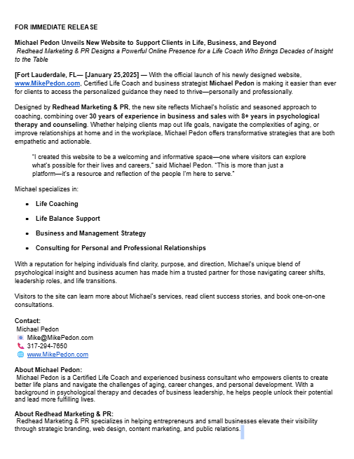 mike_pedon_new_website_press_release-v2